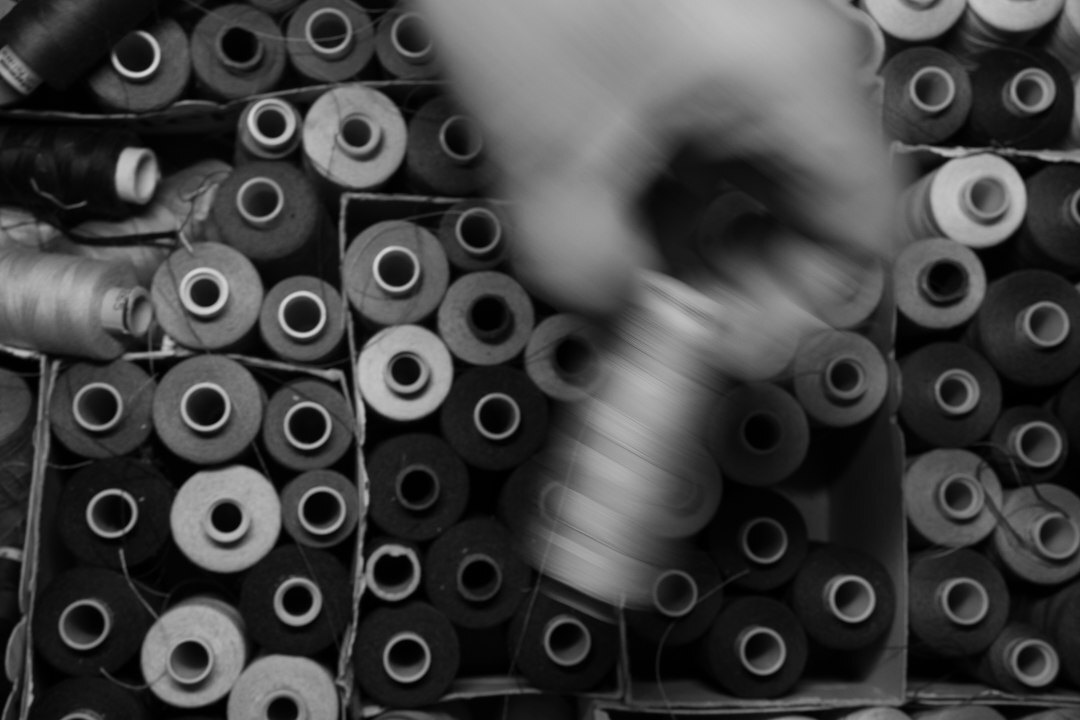 Rolls of luxury fabric in a fashion atelier