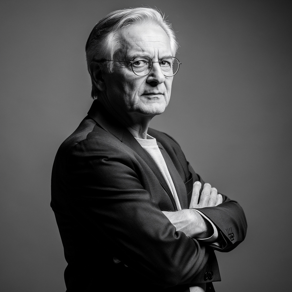 Classic studio portrait of a Belgian film director